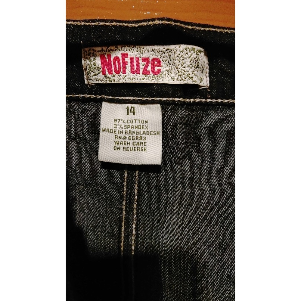 NoFuze Maxi Skirt Womens 14 Blue White Excellent Denim Mixed Media Floral Boho - Picture 2 of 7